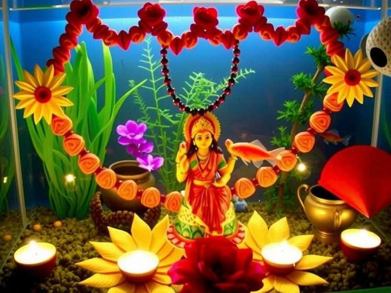 Tropical Fish Fantasy India Diwali Special Event Tropical Fish Fantasy India Diwali Event - Aquarium Decorated with Diyas, Rangoli, and Lakshmi Idol