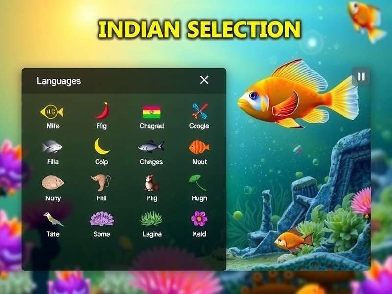 Tropical Fish Fantasy India Multi-Language Support Tropical Fish Fantasy India Language Selection Screen - Showing 15+ Indian Languages